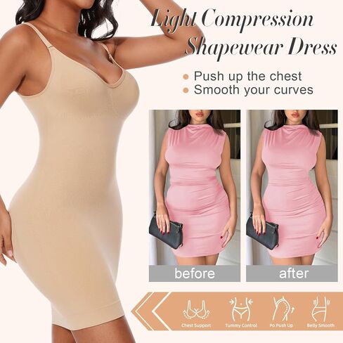 Betaven Strapless Shapewear Dress Full Slip Dress for Women Seamless Body Shaper Under Dresses Tummy Control Dress in Saudi Arabia