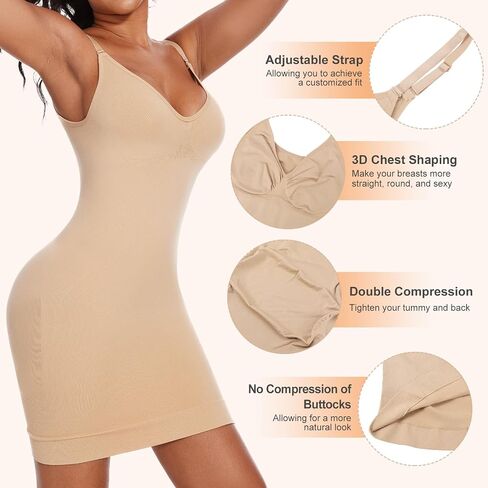 Betaven Strapless Shapewear Dress Full Slip Dress for Women Seamless Body Shaper Under Dresses Tummy Control Dress in Saudi Arabia