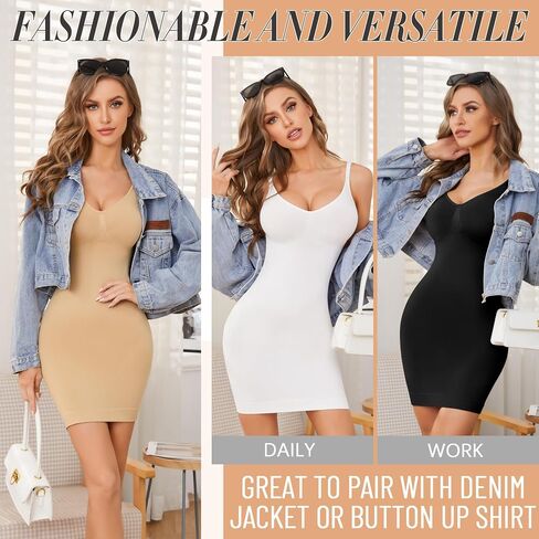 Betaven Strapless Shapewear Dress Full Slip Dress for Women Seamless Body Shaper Under Dresses Tummy Control Dress in Saudi Arabia