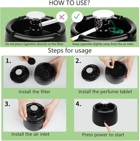 Smokeless Ashtray Indoor,Smoke Removing Ashtray for Home, Office, Car, Indoor and Outdoor Use Clean Air in Saudi Arabia