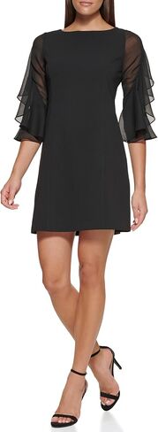 Tommy Hilfiger Womens Polyester Spandex Pattern Sheath Midi Layered Dress in Kuwait