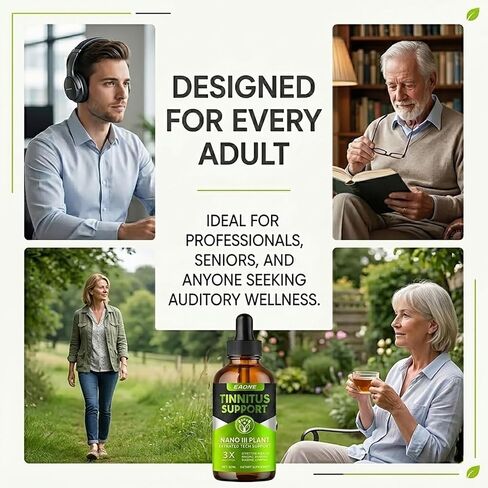 Tinnitus Relief for Ringing Ears, 60ml Natural Tinnitus Relief Drops, Supports Auditory Clarity and Comfort, Soothes Ears Buzzing and Noise, Premium Blend Formula for Inner Ear Health in Saudi Arabia