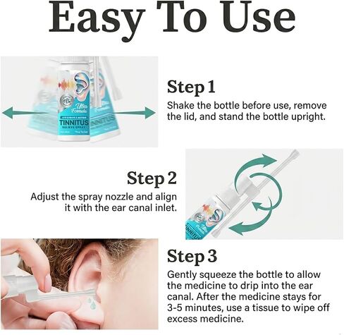 Tinnitus for Ringing Ears Spray, Natural Herbal Ear Soothing Spray, Gentle Ear Discomfort Support, Moisturizing Dry Ear Canal, Fast-Acting Mild Formula, Portable Ear Care Spray for Daily Ear Hygiene in Kuwait