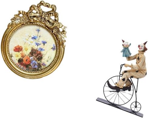 Round Picture Frame Small Vintage Frame Ornate Resin Decorative Clown Statue Sculpture Handcrafted Suitable for Desk Decoration wall in Saudi Arabia