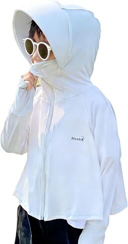 XuoAz Kids Lightweight Sun Shirt UPF 50+ UV Protection Hoodie Long Sleeve Sun Jacket for Boys Girls in Kuwait