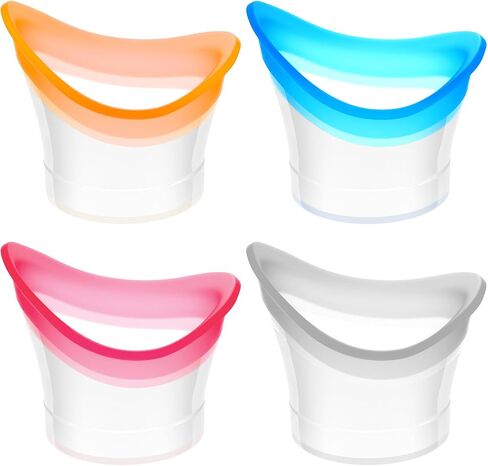 4 Pcs Eye Cup, Soft Silicone Eye Rinse Cup for Gentle Eyes Cleansing, Portable Eyes Care Tool (Blue, Pink, Gray, Orange, 1.7 x 2 Inches) in Kuwait
