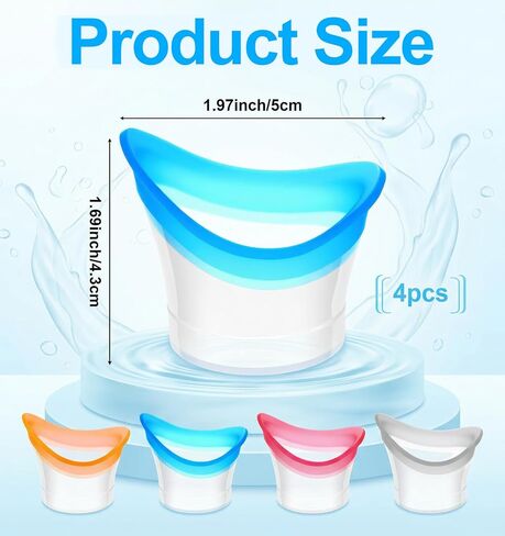 4 Pcs Eye Cup, Soft Silicone Eye Rinse Cup for Gentle Eyes Cleansing, Portable Eyes Care Tool (Blue, Pink, Gray, Orange, 1.7 x 2 Inches) in Kuwait
