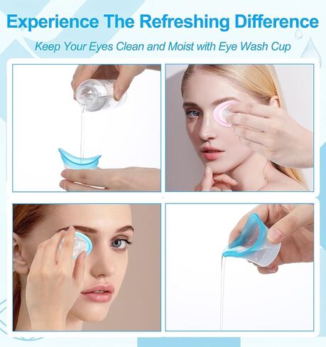 4 Pcs Eye Cup, Soft Silicone Eye Rinse Cup for Gentle Eyes Cleansing, Portable Eyes Care Tool (Blue, Pink, Gray, Orange, 1.7 x 2 Inches) in Kuwait