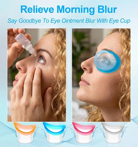 4 Pcs Eye Cup, Soft Silicone Eye Rinse Cup for Gentle Eyes Cleansing, Portable Eyes Care Tool (Blue, Pink, Gray, Orange, 1.7 x 2 Inches) in Kuwait