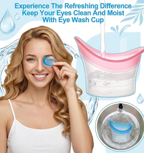 4 Pcs Eye Cup, Soft Silicone Eye Rinse Cup for Gentle Eyes Cleansing, Portable Eyes Care Tool (Blue, Pink, Gray, Orange, 1.7 x 2 Inches) in Kuwait