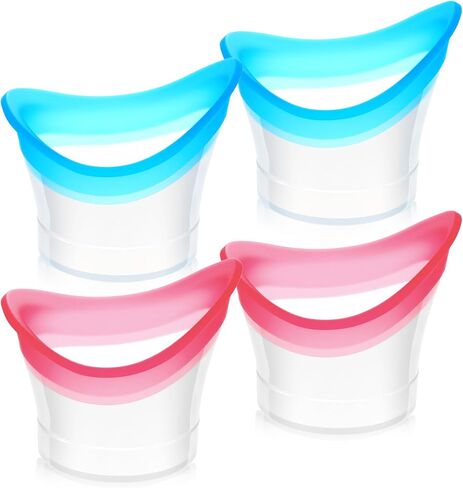 4 Pcs Eye Rinse Cup, Portable Silicone Eyes Wash Cup for Effectively Relieving Eye Fatigue to Refresh & Clean Dust, Makeup, Irritants (Blue, Pink) in Saudi Arabia