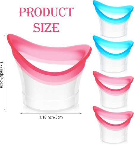 4 Pcs Eye Rinse Cup, Portable Silicone Eyes Wash Cup for Effectively Relieving Eye Fatigue to Refresh & Clean Dust, Makeup, Irritants (Blue, Pink) in Saudi Arabia