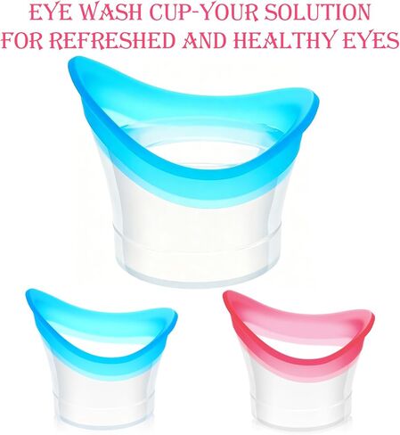 4 Pcs Eye Rinse Cup, Portable Silicone Eyes Wash Cup for Effectively Relieving Eye Fatigue to Refresh & Clean Dust, Makeup, Irritants (Blue, Pink) in Saudi Arabia
