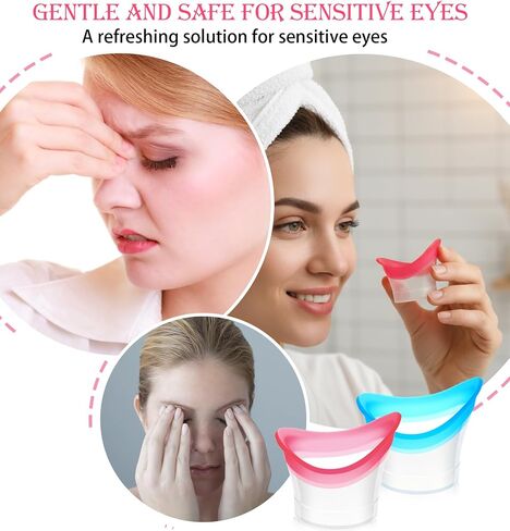 4 Pcs Eye Rinse Cup, Portable Silicone Eyes Wash Cup for Effectively Relieving Eye Fatigue to Refresh & Clean Dust, Makeup, Irritants (Blue, Pink) in Saudi Arabia