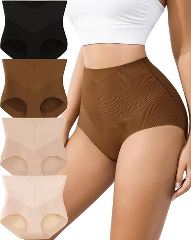 J-pone Tummy Control Underwear High Waisted Seamless Womens Underwear Full Coverage Butt Lifting Panties for Women 4 Pack in Saudi Arabia