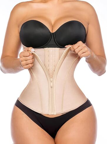 YIANNA Waist Trainer for Women Latex Underbust Tummy Control Waist Cincher Corset Hourglass Body Shaper Zipper and Hooks in Saudi Arabia