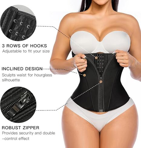 YIANNA Waist Trainer for Women Latex Underbust Tummy Control Waist Cincher Corset Hourglass Body Shaper Zipper and Hooks in Saudi Arabia