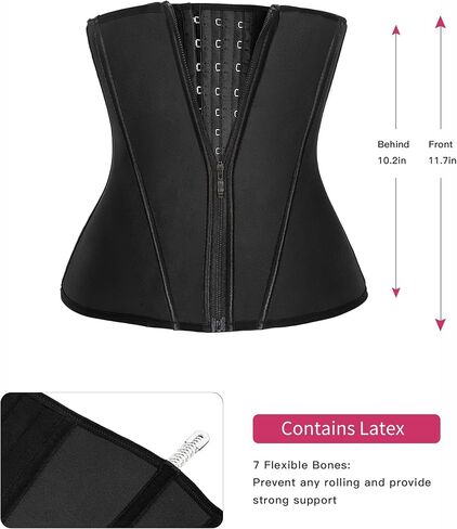 YIANNA Waist Trainer for Women Latex Underbust Tummy Control Waist Cincher Corset Hourglass Body Shaper Zipper and Hooks in Saudi Arabia
