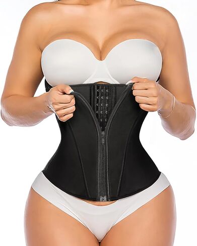 YIANNA Waist Trainer for Women Latex Underbust Tummy Control Waist Cincher Corset Hourglass Body Shaper Zipper and Hooks in Saudi Arabia