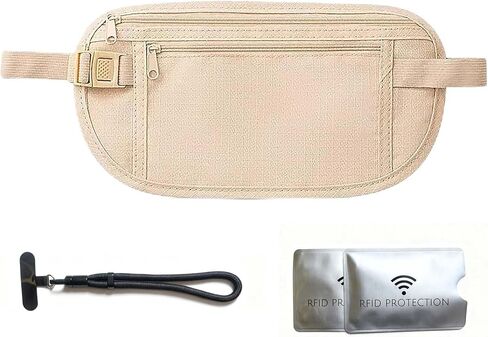 Travel Money Belt Hidden Passport Holder for Men/Women- RFID Blocking- Slim Anti-Theft Waist Wallet under Clothes,Travel Wallet Money Pouch, Travel Belt Fits Passport Phone Cash Cards (Navy Blue) in Kuwait