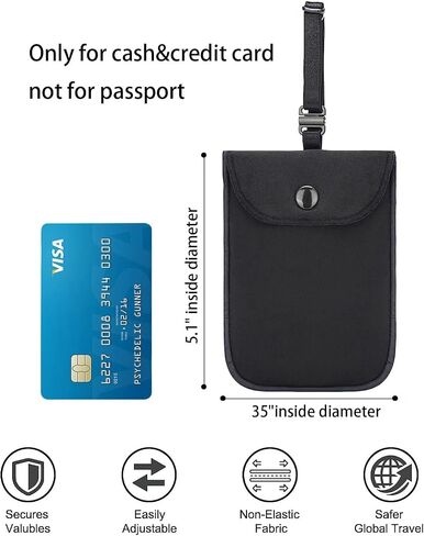 1Pc Black Hidden Undercover Travel Bra Wallet for Women, Washable Bra Wallet, Secret Stash Pocket for Credit Cards, Money, Valuables with Adjustable Elastic Strap in Saudi Arabia