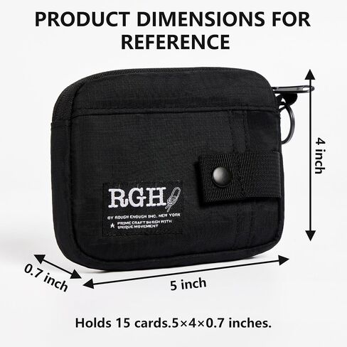 Rough Enough Card Holder Wallet Black Water Resistant Sailboat Fabric RFID Blocking Zipper Pouch with Neck Lanyard Keychain Carabiner for Travel Outdoor in Kuwait