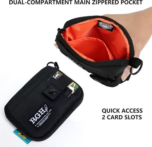 Rough Enough Card Holder Wallet Black Water Resistant Sailboat Fabric RFID Blocking Zipper Pouch with Neck Lanyard Keychain Carabiner for Travel Outdoor in Kuwait
