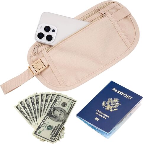 RFID Blocking Money Belt Slim Hidden Travel Wallet for Women & Men Anti-Theft Passport Holder with Secret Pocket in Kuwait