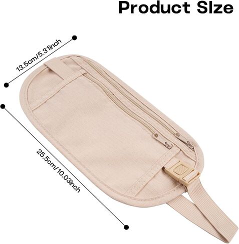 RFID Blocking Money Belt Slim Hidden Travel Wallet for Women & Men Anti-Theft Passport Holder with Secret Pocket in Kuwait