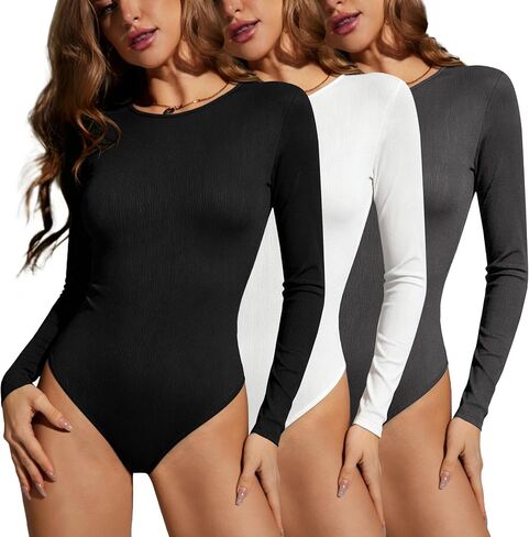 Women's Multi-Pack Slim Fit Sleeveless Leotard-Soft Knit Basic Bodysuit in Kuwait