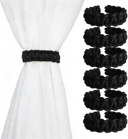 6 Pack Elegant Curtain Tiebacks Handmade Braided,Window Treatment Curtain Holdbacks,Drapes Decorative Accessories(Brown) in Saudi Arabia