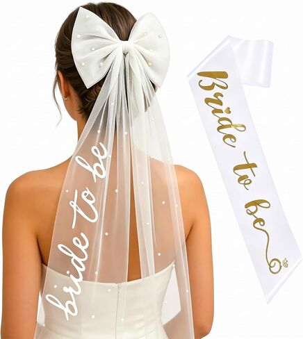 Bride to Be Veil مع عصابة رأس لؤلؤية ومشبك فيونكة، حجاب زفاف قصير أبيض لحفلات العزوبية، وحفلات الزفاف والخطوبة، وإكسسوارات الزفاف للعروس، Velo de Novia para boda in Kuwait