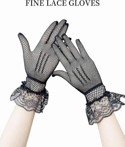 110" Black Lace Veil Brides, Long Gothic Wedding Shawl with Lace Gloves for Halloween Funeral Cosplay in Saudi Arabia