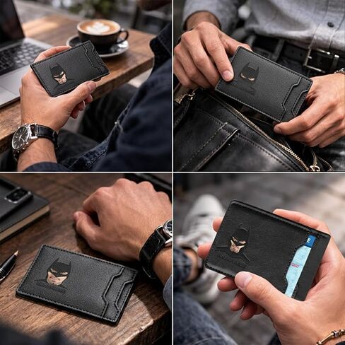 RFID Blocking Credit Card Leather Bat Wallet Man, Superhero Mask - Slim Card Holder, Bat ID Heroic wallet- Unique Gift Birthday, Anniversary, for Dad, Husband, Boyfriend, Father's day in Kuwait