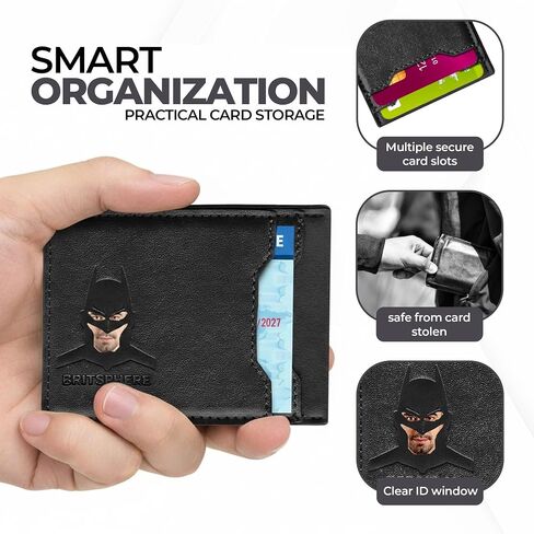 RFID Blocking Credit Card Leather Bat Wallet Man, Superhero Mask - Slim Card Holder, Bat ID Heroic wallet- Unique Gift Birthday, Anniversary, for Dad, Husband, Boyfriend, Father's day in Kuwait
