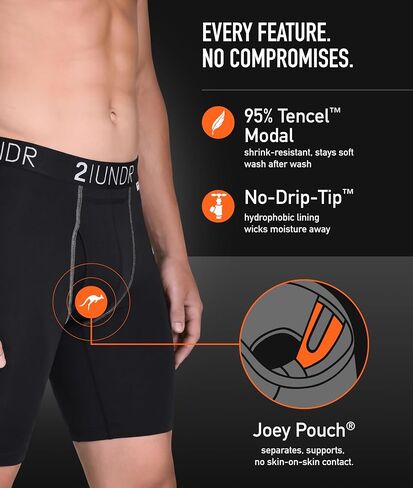 2UNDR Swing Shift 9" Long Leg Boxer Briefs for Men, Mens Pouch Underwear with Patented Joey Pouch, Modal Underwear Men, Moisture Wicking, X-Large, Blackout in Saudi Arabia