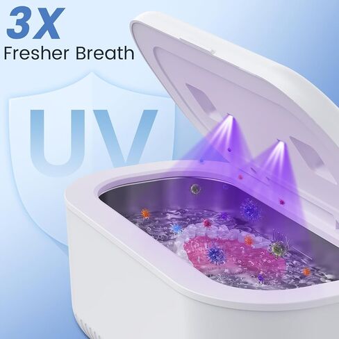 48Khz Ultrasonic Jewelry Cleaner, 30W Ultrasonic Cleaner with UV Lights and Dual Brush Ports, 3Modes Jewelry Cleaner Ultrasonic Machine with Digital Timer, 12OZ for Eyeglasse, Denture, Jewelry Cleaner in Kuwait