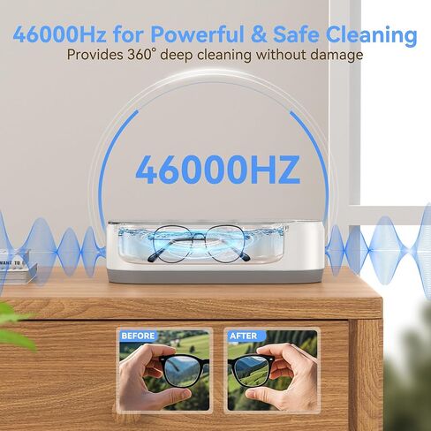 KUNPHY Jewelry Cleaner, Professional Ultrasonic Cleaner 46kHz 12 oz and Jewelry Cleaning Solution 30 oz for Rings, Glasses, Retainers, Silver, Earrings, Gold in Saudi Arabia