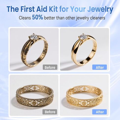 KUNPHY Jewelry Cleaner, Professional Ultrasonic Cleaner 46kHz 12 oz and Jewelry Cleaning Solution 30 oz for Rings, Glasses, Retainers, Silver, Earrings, Gold in Saudi Arabia