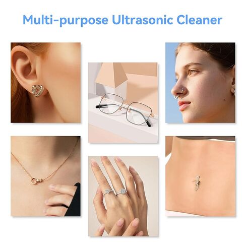 KUNPHY Jewelry Cleaner, Professional Ultrasonic Cleaner 46kHz 12 oz and Jewelry Cleaning Solution 30 oz for Rings, Glasses, Retainers, Silver, Earrings, Gold in Saudi Arabia