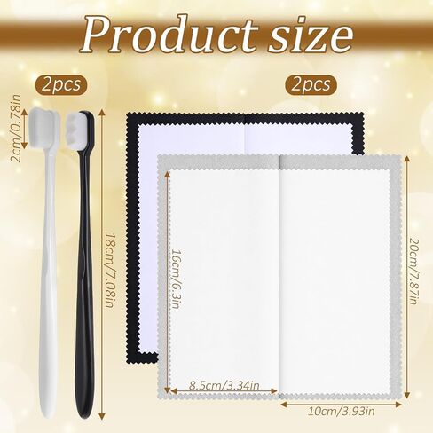 2 Pcs Silver Polishing Cloth Silver Cleaning Kit 2 Pcs Ultra-Soft Brushes (Flat & Wave) Jewelry Cleaning Cloth Jewelry Coin Cleanings Cloths for Cleanings Platinum Gold Diamonds Coins Gemstones in Kuwait
