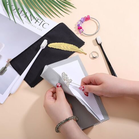 2 Pcs Silver Polishing Cloth Silver Cleaning Kit 2 Pcs Ultra-Soft Brushes (Flat & Wave) Jewelry Cleaning Cloth Jewelry Coin Cleanings Cloths for Cleanings Platinum Gold Diamonds Coins Gemstones in Kuwait