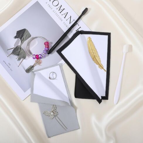 2 Pcs Silver Polishing Cloth Silver Cleaning Kit 2 Pcs Ultra-Soft Brushes (Flat & Wave) Jewelry Cleaning Cloth Jewelry Coin Cleanings Cloths for Cleanings Platinum Gold Diamonds Coins Gemstones in Kuwait