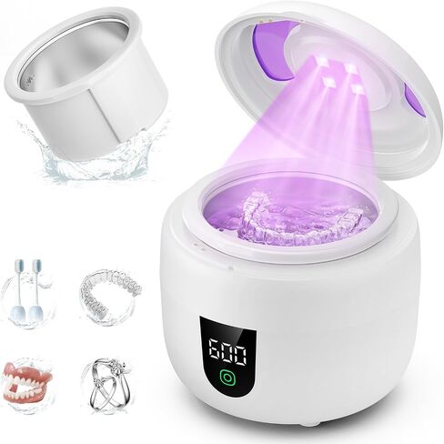 Waterproof Ultrasonic Retainer Cleaner Machine with 180ml Removable Water Tank – 45kHz Ultrasonic Cleaner for Mouth Guards, Jewelry, and Retainer Cleaner– Digital Timer, Smart Pause, Quiet to 30dB in Saudi Arabia
