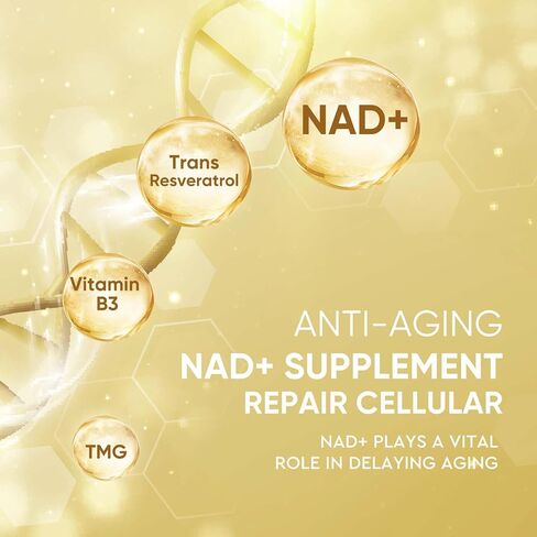 NAD+ Supplement 2000 mg - 120 Capsules True NAD+ & Resveratrol, NMN Alternative Supports Anti-Aging, Cellular Energy & Repair, Metabolism & Brain Boost for Men & Women in Saudi Arabia