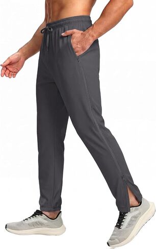 Auxo Mens Track Pants Lightweight Running Workout Gym Tapered Pants Joggers for Men with Ankle Zippers in Kuwait