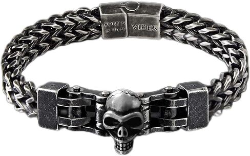 Hero Company Skull Bracelet for Men - ‘Vindicta Punisher Dark Edition’ Men’s Stainless Steel Bracelet - Helps Pair Veterans with a Service Dog or Shelter Dog in Saudi Arabia