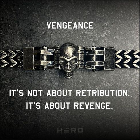 Hero Company Skull Bracelet for Men - ‘Vindicta Punisher Dark Edition’ Men’s Stainless Steel Bracelet - Helps Pair Veterans with a Service Dog or Shelter Dog in Saudi Arabia