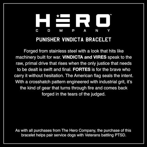 Hero Company Skull Bracelet for Men - ‘Vindicta Punisher Dark Edition’ Men’s Stainless Steel Bracelet - Helps Pair Veterans with a Service Dog or Shelter Dog in Saudi Arabia