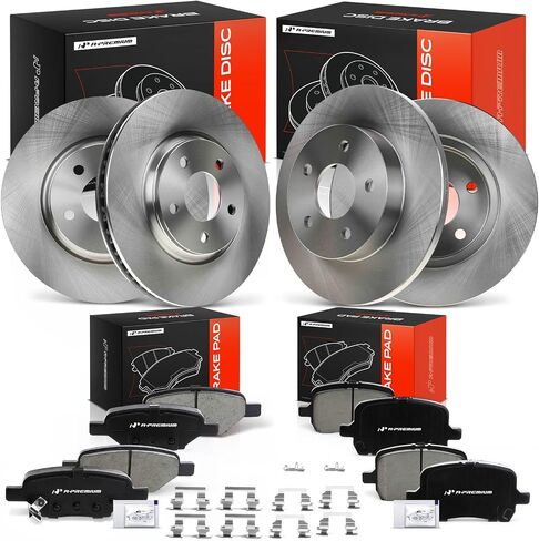 A-Premium Front Vented & Rear Solid Disc Brake Rotors + Ceramic Pads Kit Compatible with Select Chevy, Pontiac and Saturn Models- Cobalt 2008, Malibu 2005-2012, G5 2007-2009, G6 2006-2010, Aura 07-09 in Saudi Arabia
